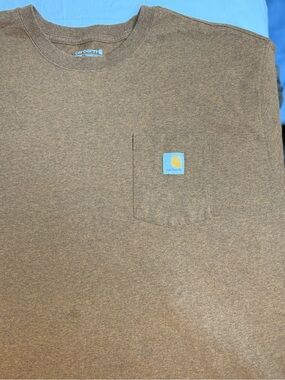 Carhartt Pocket T Shirt Brown Loose Fit 4XL Workwear Heavyweight Tee